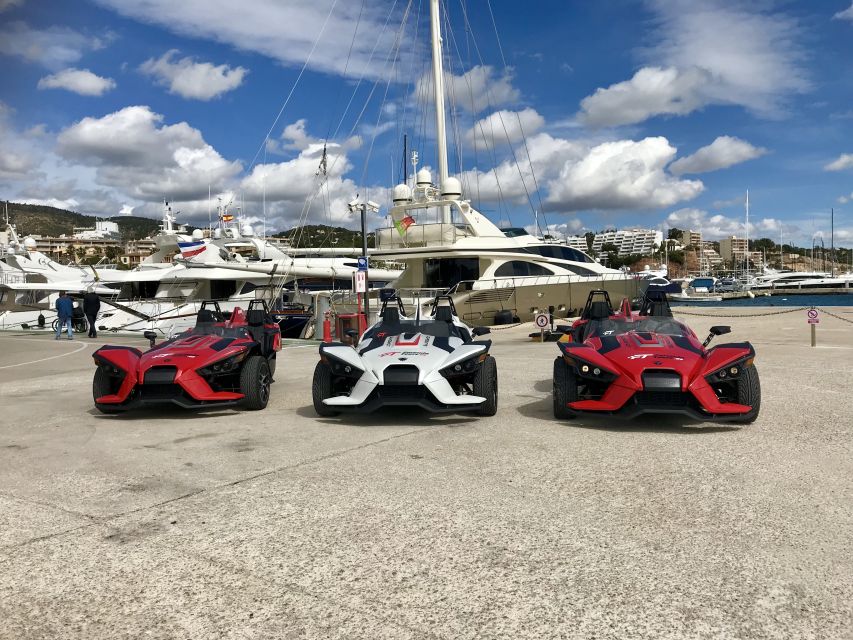 From Andratx: Formula Sunset Driving Tour - Palma drive-by moments: nautical club and Cathedral area