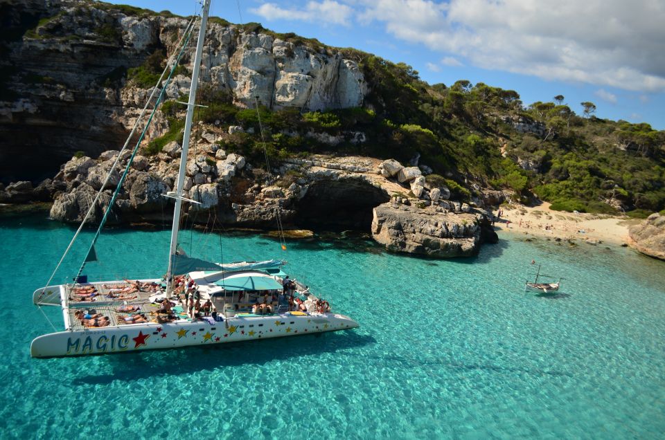 From Colònia de San Jordi : Catamaran Cruise to Es Trenc - The first water stop: Cala Marmols or Es Caragol and real snorkeling time